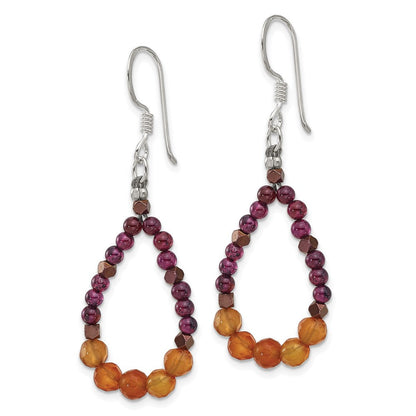 Sterlingsilber Carnelian/garnet/hematite Tropfen Ohrhänger