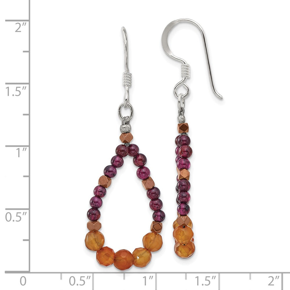 Sterlingsilber Carnelian/garnet/hematite Tropfen Ohrhänger