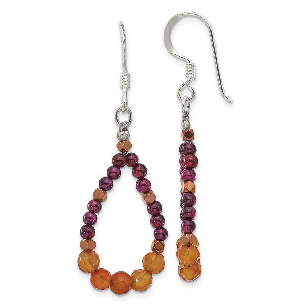 Sterlingsilber Carnelian/garnet/hematite Tropfen Ohrhänger