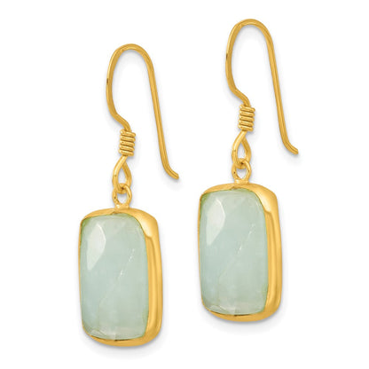Sterlingsilber Vergoldet Poliert Rectangular Amazonite Ohrhänger