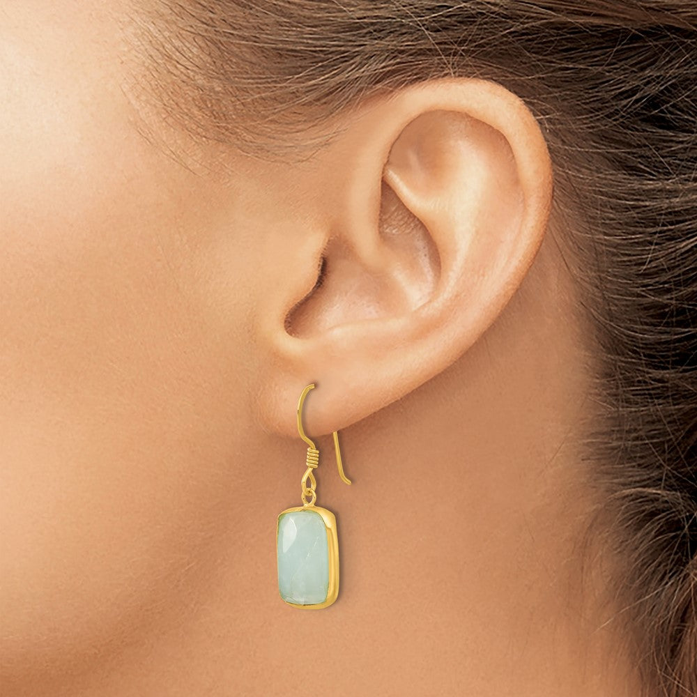 Sterlingsilber Vergoldet Poliert Rectangular Amazonite Ohrhänger