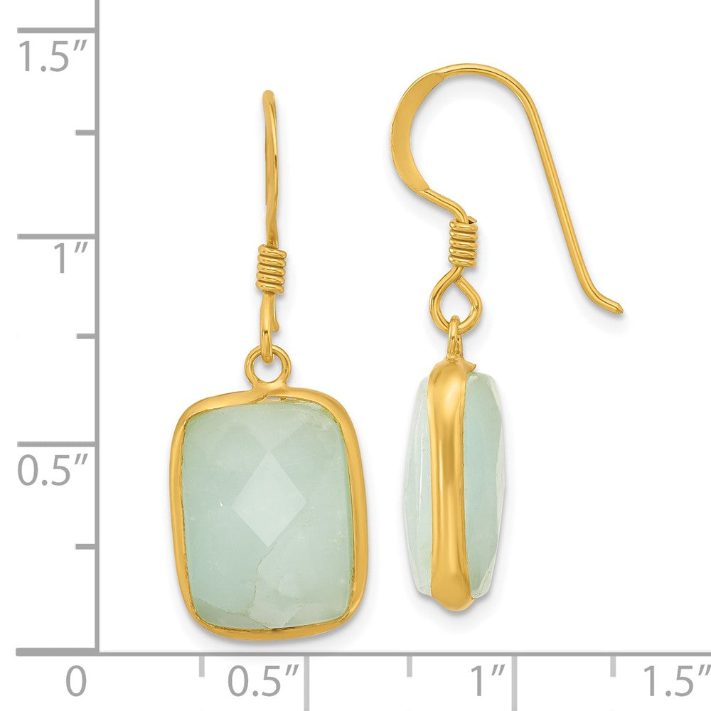 Sterlingsilber Vergoldet Poliert Rectangular Amazonite Ohrhänger
