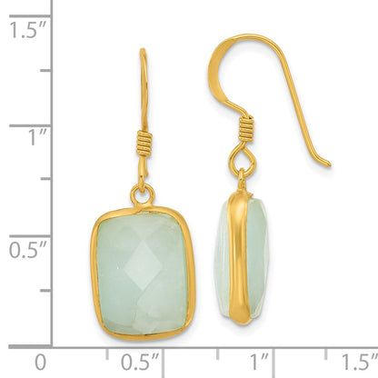 Sterlingsilber Vergoldet Poliert Rectangular Amazonite Ohrhänger