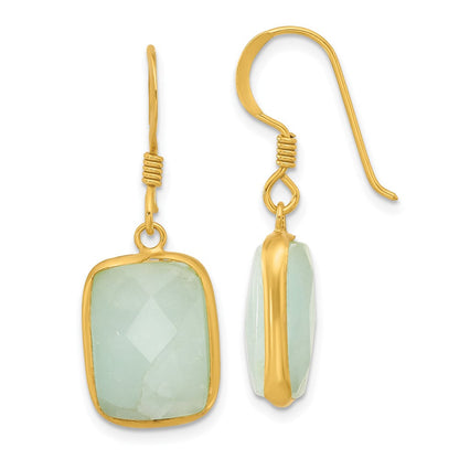 Sterlingsilber Vergoldet Poliert Rectangular Amazonite Ohrhänger
