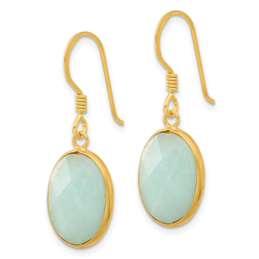 Sterlingsilber Vergoldet Poliert Oval Amazonite Ohrhänger
