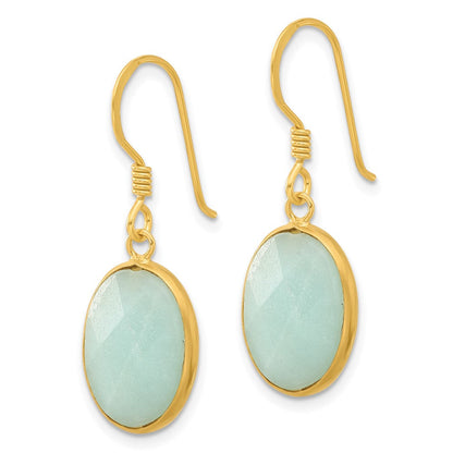 Sterlingsilber Vergoldet Poliert Oval Amazonite Ohrhänger