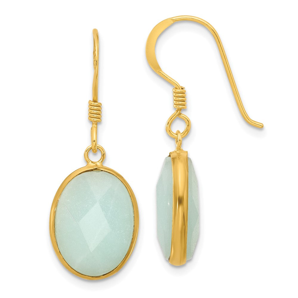 Sterlingsilber Vergoldet Poliert Oval Amazonite Ohrhänger
