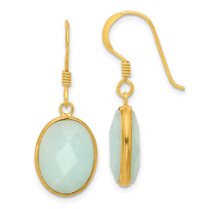 Sterlingsilber Vergoldet Poliert Oval Amazonite Ohrhänger