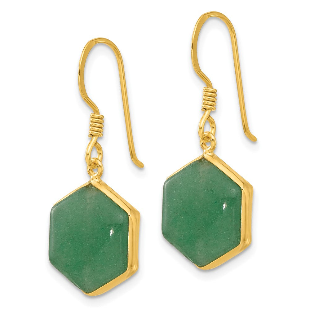 Sterlingsilber Vergoldet Poliert Hexagon Aventurine Ohrhänger