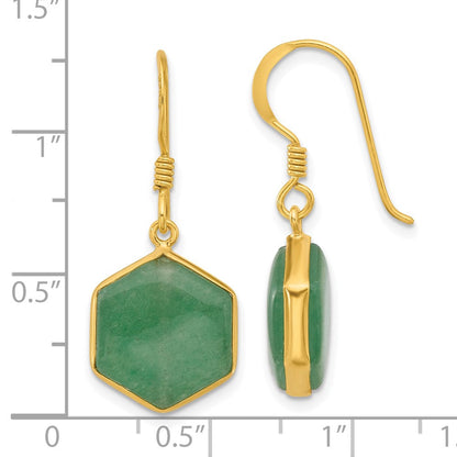 Sterlingsilber Vergoldet Poliert Hexagon Aventurine Ohrhänger