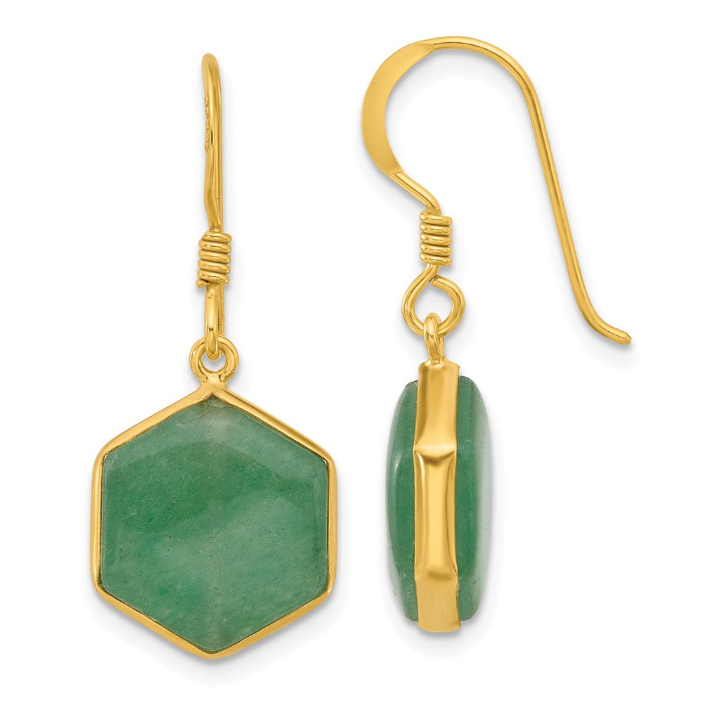 Sterlingsilber Vergoldet Poliert Hexagon Aventurine Ohrhänger
