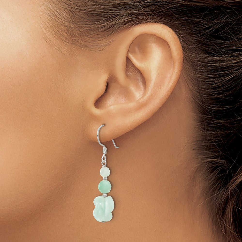 Sterlingsilber Poliert Amazonite Perlen & Rose Ohrhänger