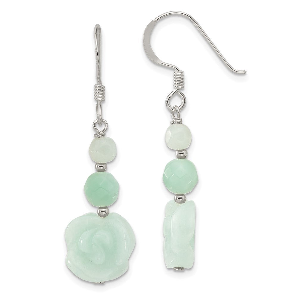 Sterlingsilber Poliert Amazonite Perlen & Rose Ohrhänger