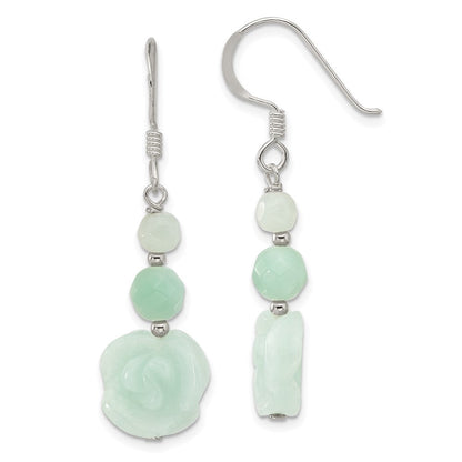 Sterlingsilber Poliert Amazonite Perlen & Rose Ohrhänger