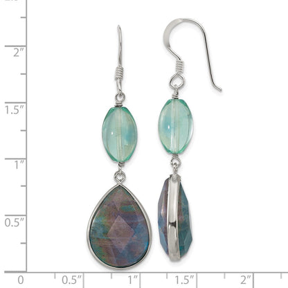 Sterlingsilber Poliert Fluorite & Labradorite Tropfen Ohrhänger