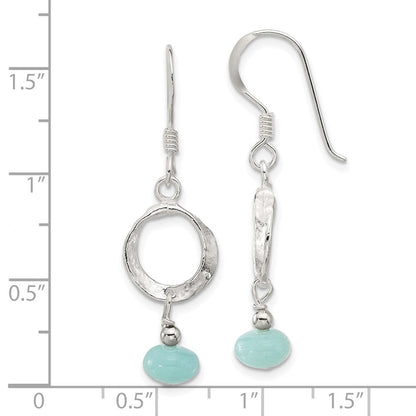 Sterlingsilber Poliert & Strukturiert Kreis Amazonite Ohrhänger