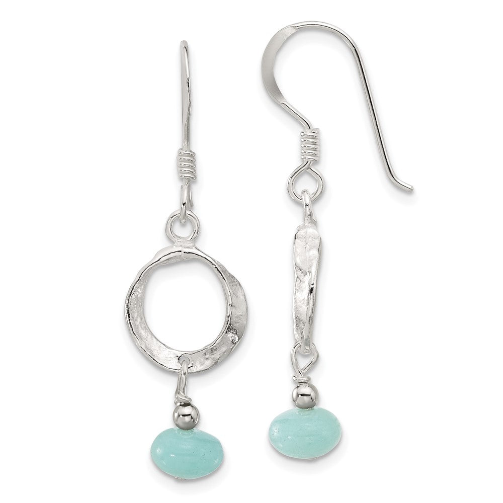 Sterlingsilber Poliert & Strukturiert Kreis Amazonite Ohrhänger