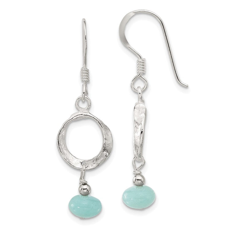 Sterlingsilber Poliert & Strukturiert Kreis Amazonite Ohrhänger
