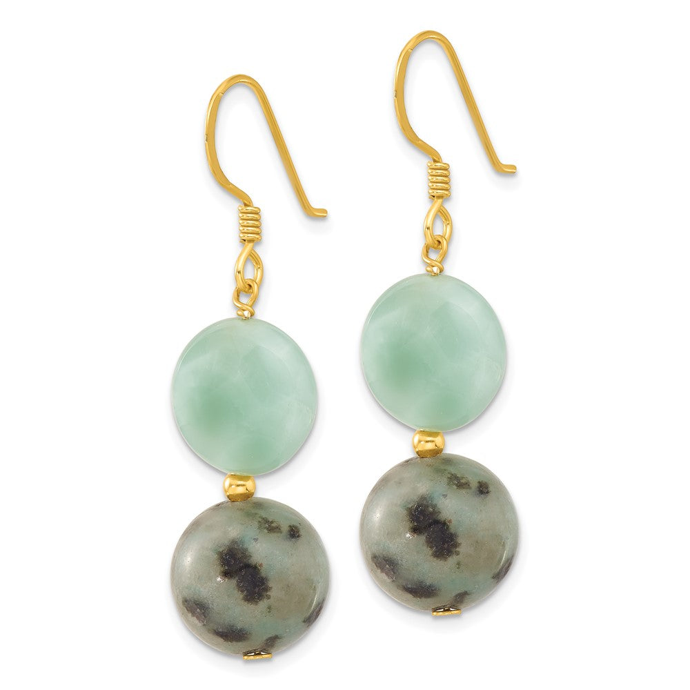 Sterlingsilber Vergoldet Poliert Amazonite/kiwi Jasper Ohrhänger