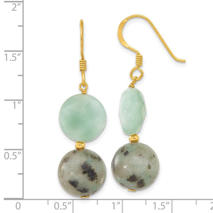 Sterlingsilber Vergoldet Poliert Amazonite/kiwi Jasper Ohrhänger