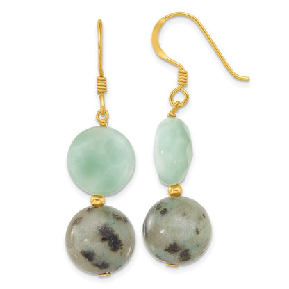 Sterlingsilber Vergoldet Poliert Amazonite/kiwi Jasper Ohrhänger