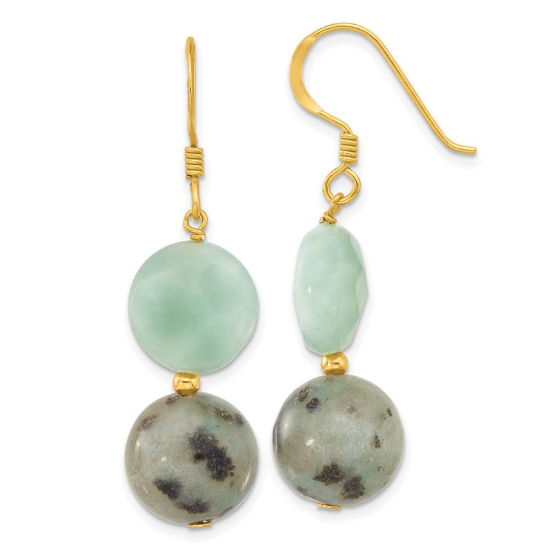 Sterlingsilber Vergoldet Poliert Amazonite/kiwi Jasper Ohrhänger