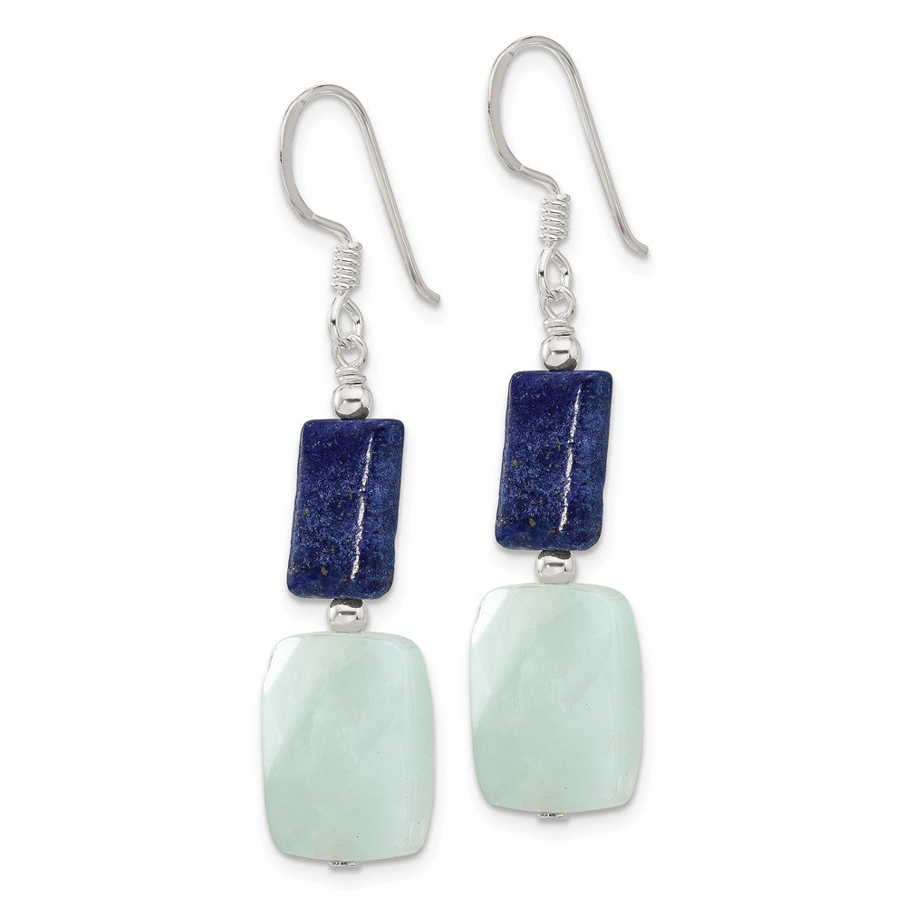 Sterlingsilber Poliert Rectangular Amazonite & Lapis Ohrhänger