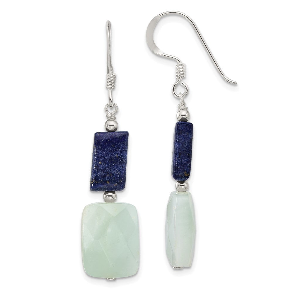 Sterlingsilber Poliert Rectangular Amazonite & Lapis Ohrhänger