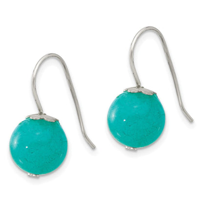 Sterlingsilber Poliert 10mm Rund Blau/green Jade Ohrhänger