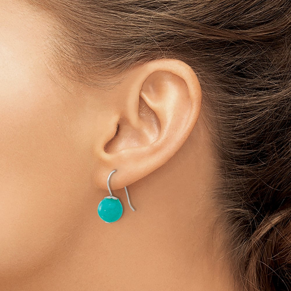 Sterlingsilber Poliert 10mm Rund Blau/green Jade Ohrhänger