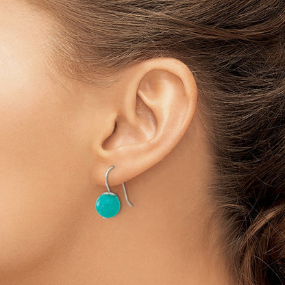 Sterlingsilber Poliert 10mm Rund Blau/green Jade Ohrhänger
