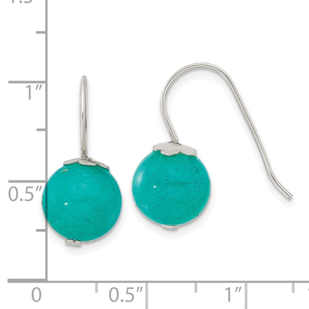 Sterlingsilber Poliert 10mm Rund Blau/green Jade Ohrhänger