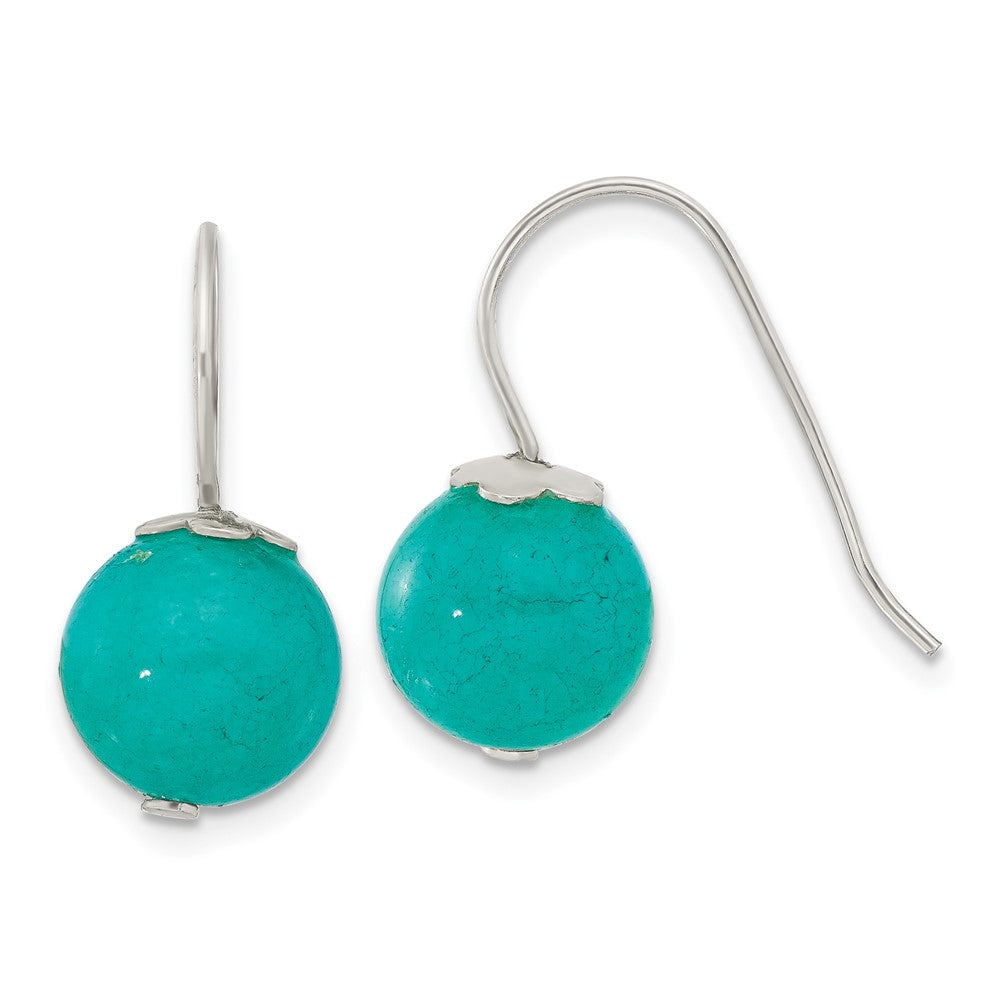 Sterlingsilber Poliert 10mm Rund Blau/green Jade Ohrhänger