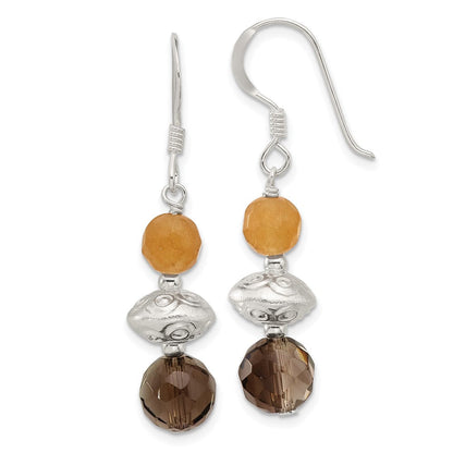Sterlingsilber Strukturiert Rot Aventurine/smoky Quarz Ohrhänger
