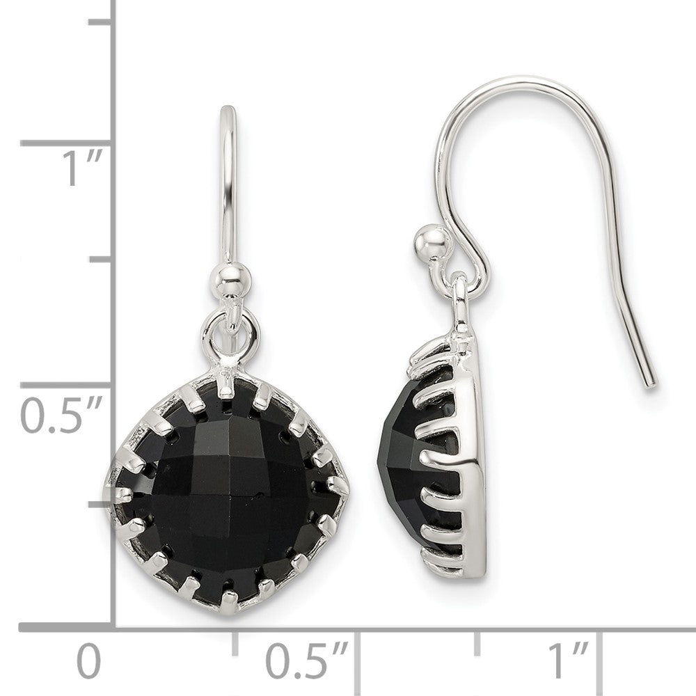 Sterlingsilber Poliert Schachbrett Onyx Kissen Ohrhänger