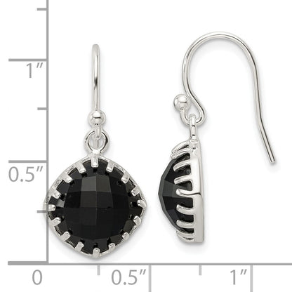Sterlingsilber Poliert Schachbrett Onyx Kissen Ohrhänger
