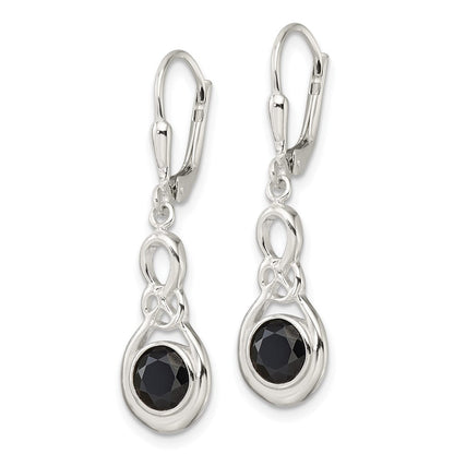 Sterlingsilber Poliert Onyx Knoten Brisur Ohrhänger