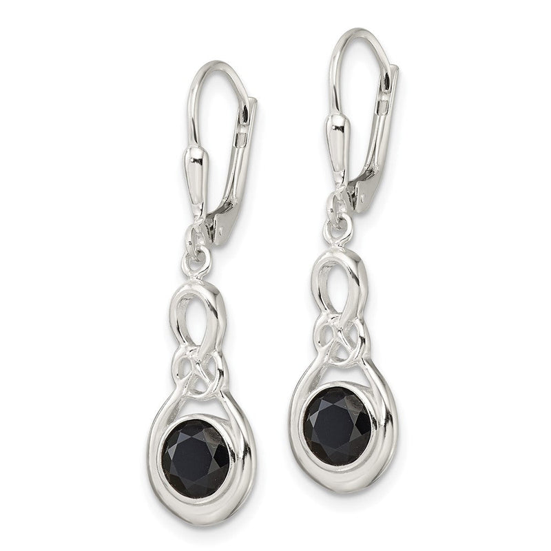 Sterlingsilber Poliert Onyx Knoten Brisur Ohrhänger