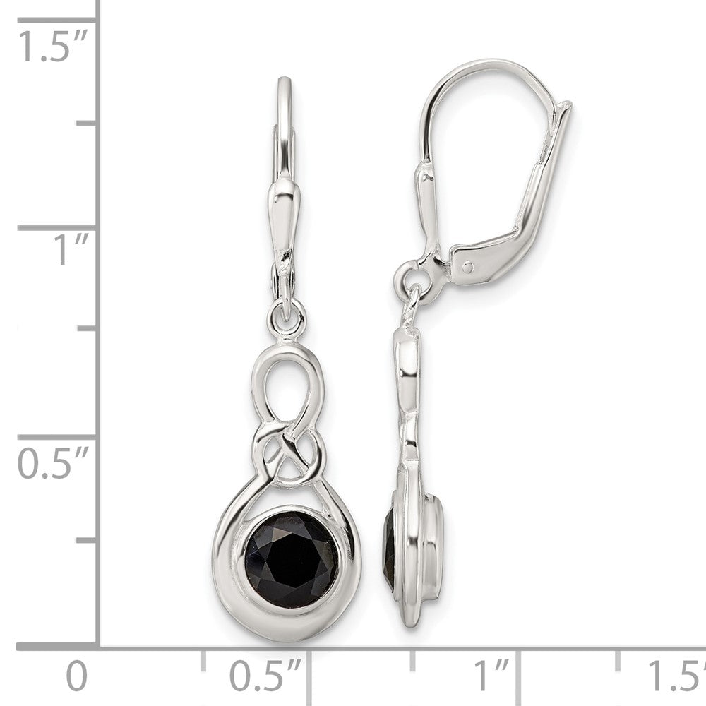 Sterlingsilber Poliert Onyx Knoten Brisur Ohrhänger