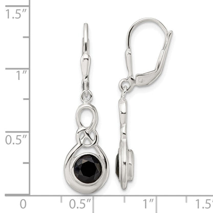 Sterlingsilber Poliert Onyx Knoten Brisur Ohrhänger
