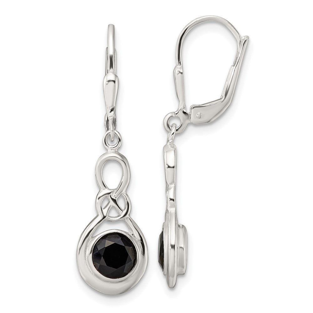 Sterlingsilber Poliert Onyx Knoten Brisur Ohrhänger