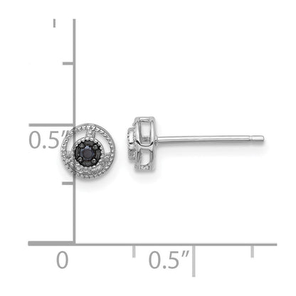 Sterlingsilber Rhodiniert Poliert/beaded Schwarz Spinell Kreis Ohrstecker