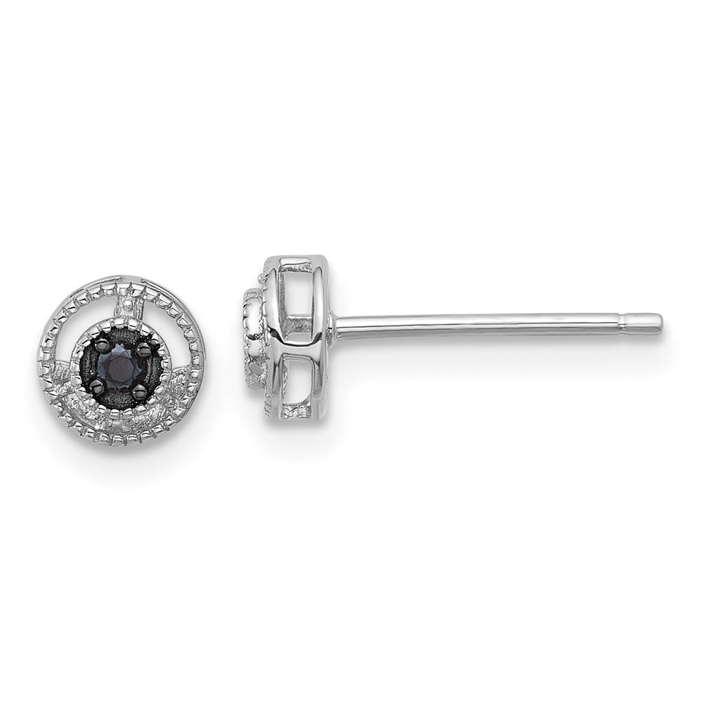 Sterlingsilber Rhodiniert Poliert/beaded Schwarz Spinell Kreis Ohrstecker