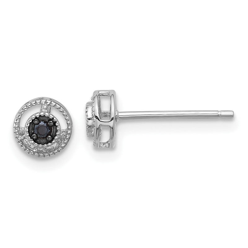 Sterlingsilber Rhodiniert Poliert/beaded Schwarz Spinell Kreis Ohrstecker