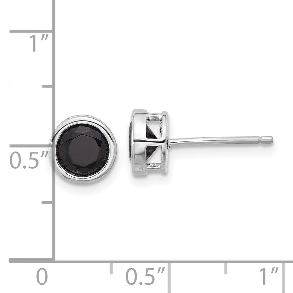 Sterlingsilber Rhodiniert Poliert Schwarz Spinell Zargenfassung Ohrstecker