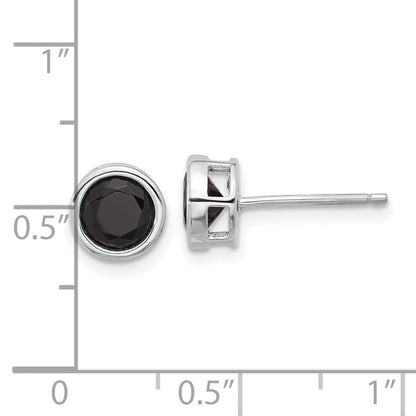 Sterlingsilber Rhodiniert Poliert Schwarz Spinell Zargenfassung Ohrstecker