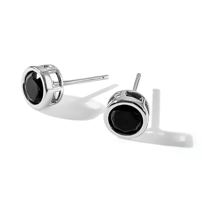 Sterlingsilber Rhodiniert Poliert Schwarz Spinell Zargenfassung Ohrstecker