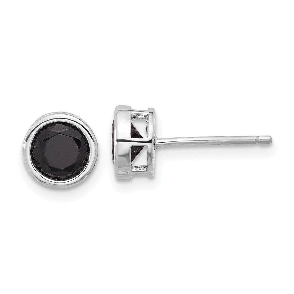 Sterlingsilber Rhodiniert Poliert Schwarz Spinell Zargenfassung Ohrstecker