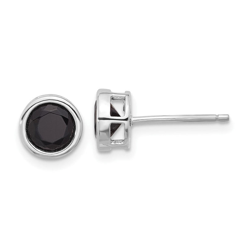 Sterlingsilber Rhodiniert Poliert Schwarz Spinell Zargenfassung Ohrstecker