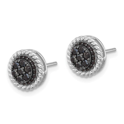 Sterlingsilber Rhodiniert Poliert/twisted Schwarz Spinell Kreis Stecker Ohrring